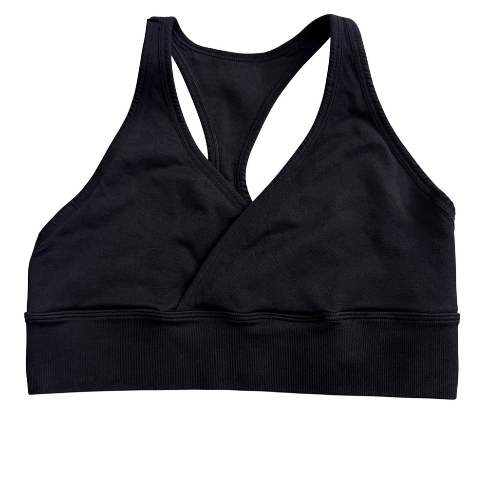 NUX Black Racerback Sports Bra Medium Made‎ in USA NWOT